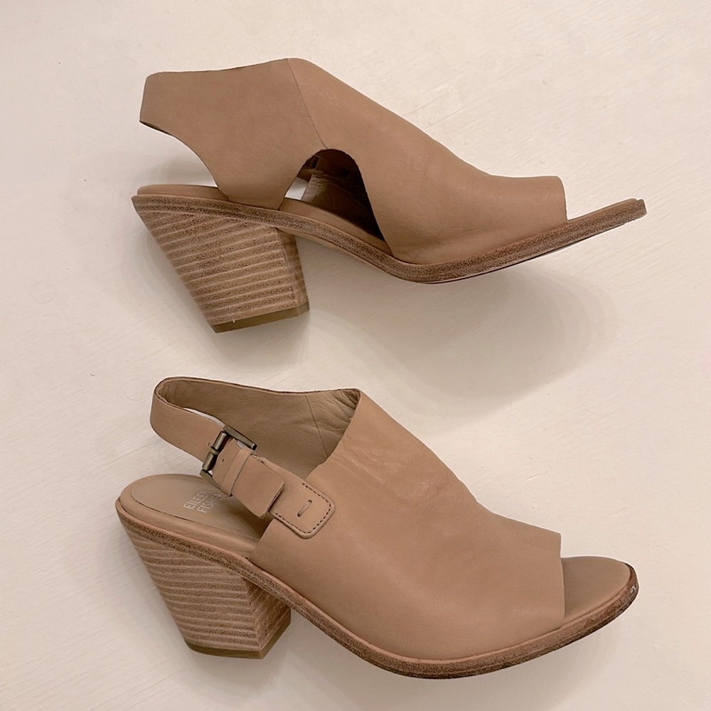 Eileen Fisher Women’s Leather Open Toe Boho Pump Sandal | Size 8